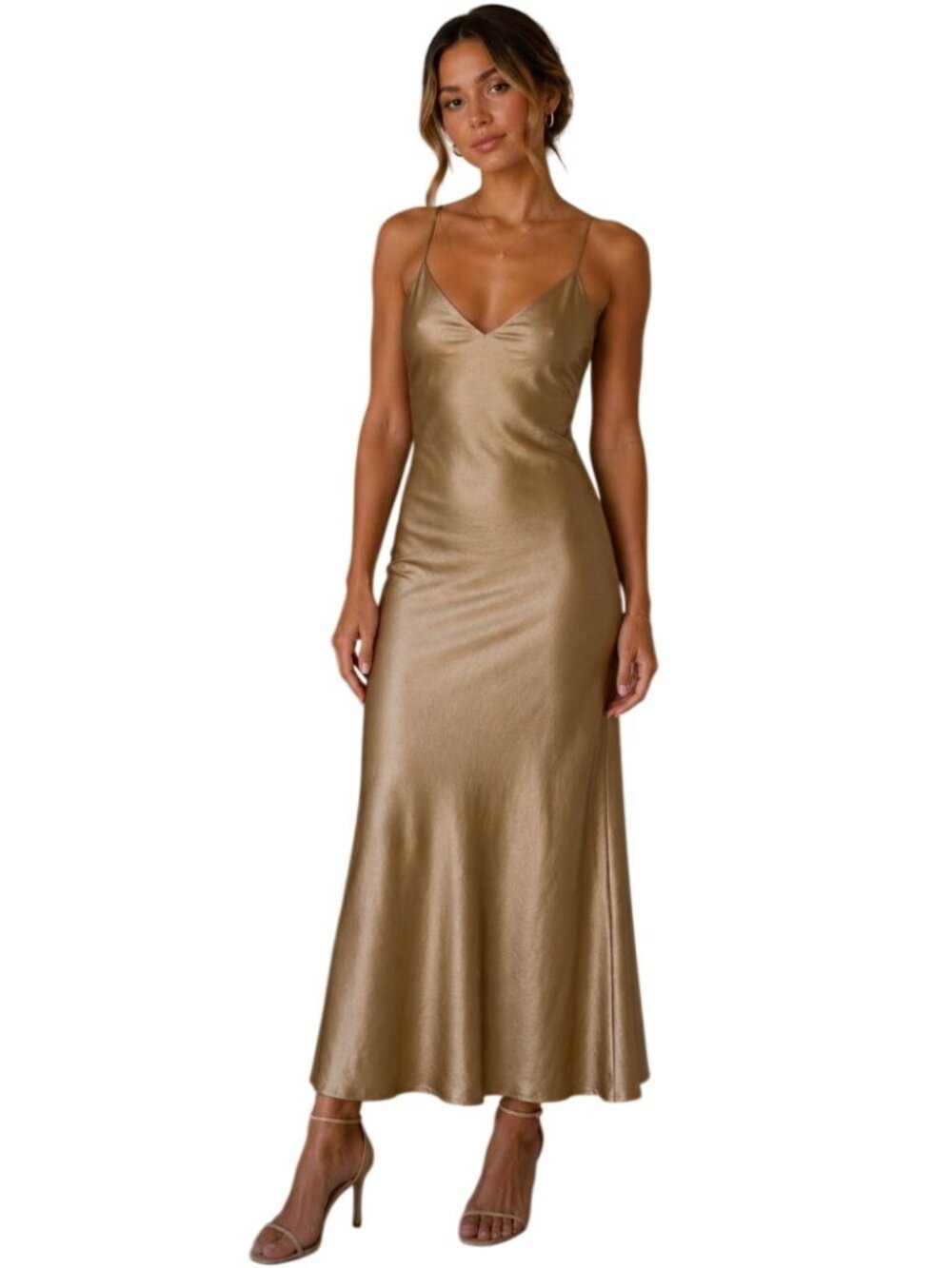 L'Academie Imogen Maxi Dress Champagne Homecoming Dress NWT - Size M